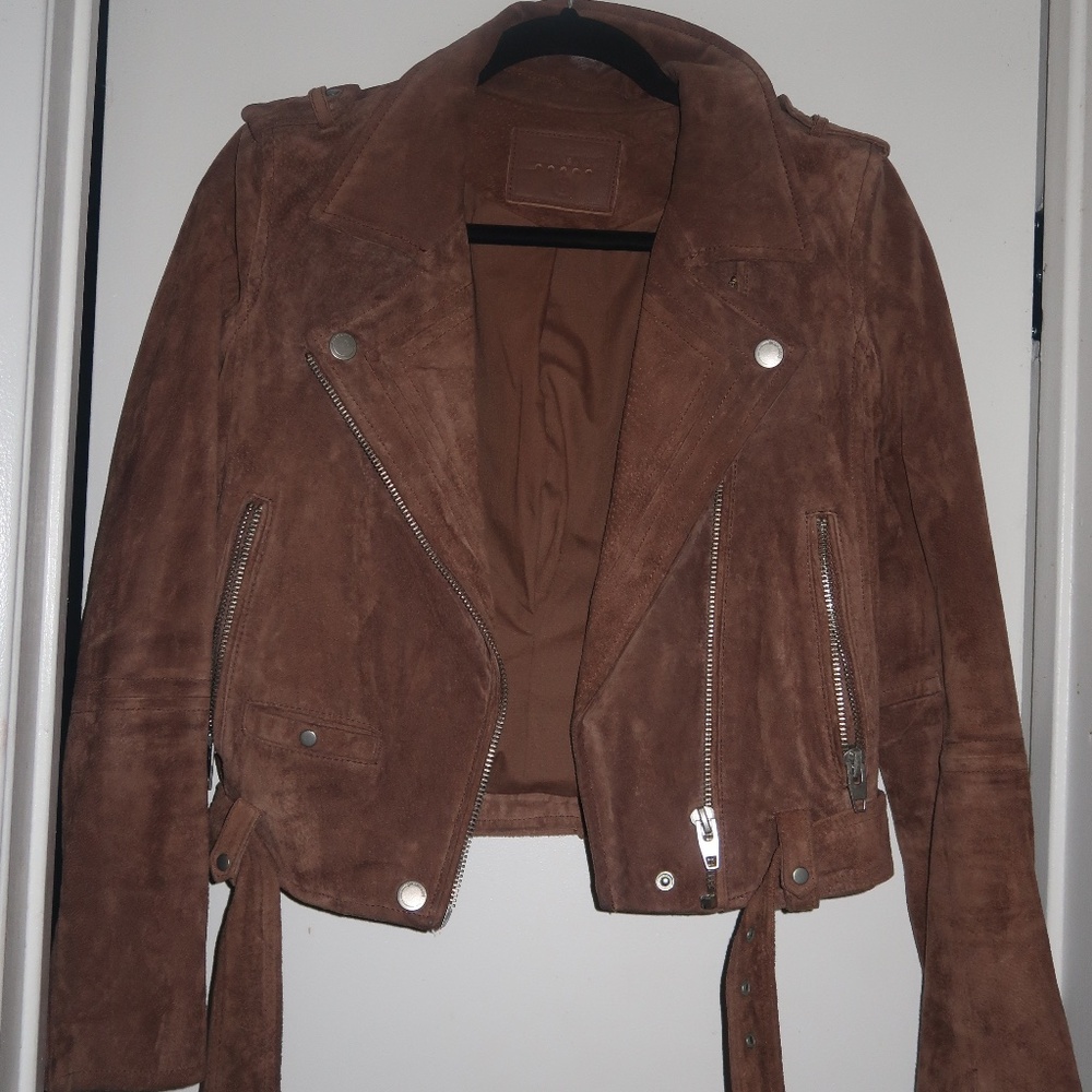 BLANK NYC Brown Suede Moto Jacket